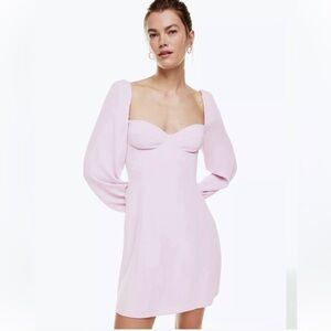 NWT Aritzia Wilfred Size 8 New Novella Long Sleeve Mini Dress Cloudy Lilac